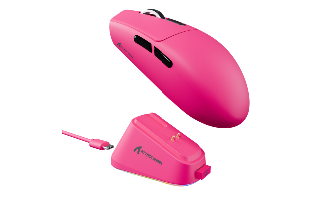 ATTACK SHARK G3 PRO Tri-Mode Wireless Gaming Mouse Berry Red with RGB Charging Dock